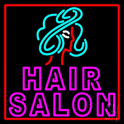 Pink Double Stroke Hair Salon With Girl Logo LED Neon Sign