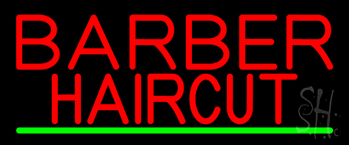 Red Barber Haircuts LED Neon Sign
