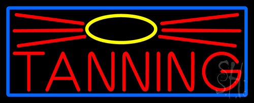 Red Tanning With Sun Logo LED Neon Sign