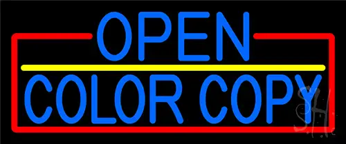 Blue Open Color Copy With Red Border LED Neon Sign