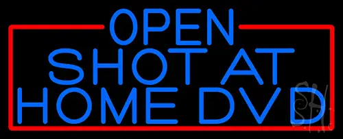 Blue Open Shot At Home Dvd With Red Border LED Neon Sign