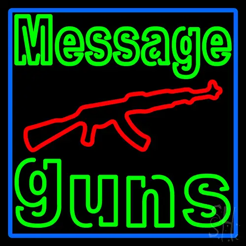 Custom Guns With Blue Border LED Neon Sign