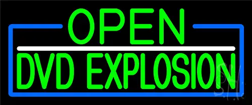 Green Open Dvd Explosion With Blue Border LED Neon Sign