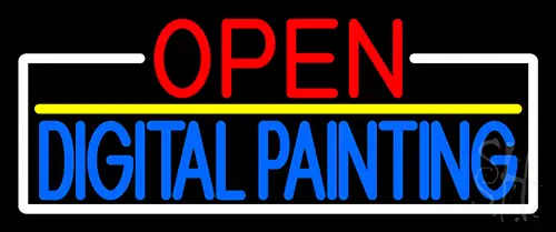 Open Digital Painting With White Border LED Neon Sign