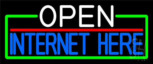 Open Internet Here With Green Border LED Neon Sign