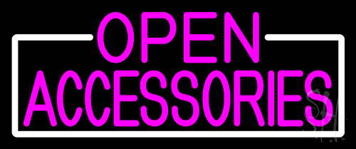 Pink Open Accessories With White Border LED Neon Sign