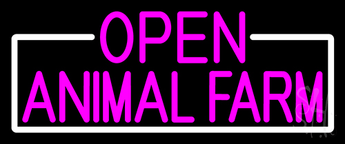 Pink Open Animal Farm With White Border LED Neon Sign
