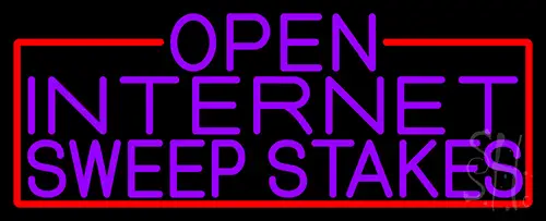Purple Open Internet Sweepstakes With Red Border LED Neon Sign