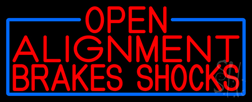 Red Open Alignment Brakes Shocks With Blue Border LED Neon Sign