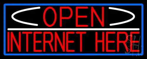 Red Open Internet Here With Blue Border LED Neon Sign