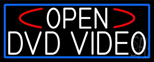 White Open Dvd Video With Blue Border LED Neon Sign