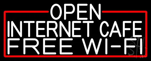 White Open Internet Cafe Free Wifi With Red Border LED Neon Sign