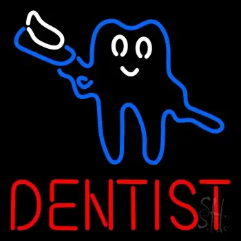Tooth Logo With Brush Dentist LED Neon Sign