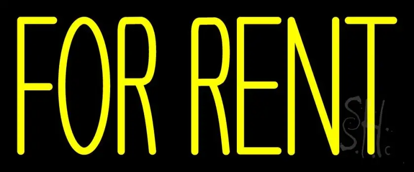 Yellow For Rent 1 LED Neon Sign
