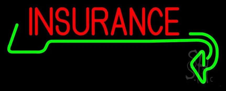 Red Insurance With Green Arrow LED Neon Sign