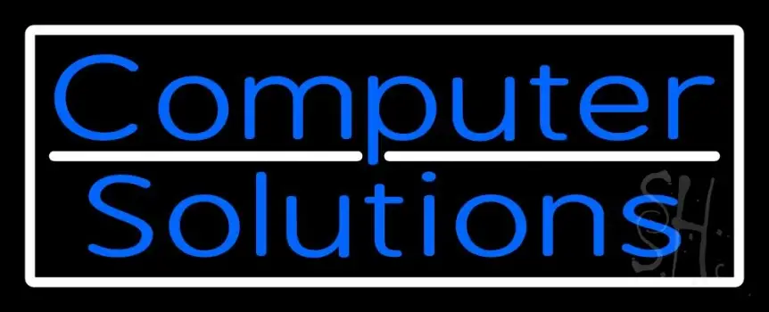 Computer Solutions With White Border LED Neon Sign