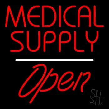 Medical Supply Script1 Open White Line LED Neon Sign