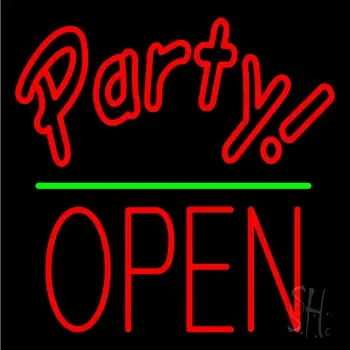 Party Open Block Green Line LED Neon Sign