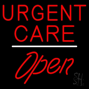 Urgent Care Script1 Open White Line LED Neon Sign