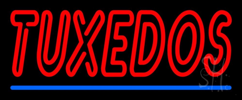 Red Tuxedos Blue Line LED Neon Sign