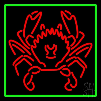 Crab Logo Green Border LED Neon Sign