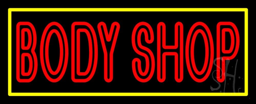 Red Double Stroke Body Shop 1 LED Neon Sign