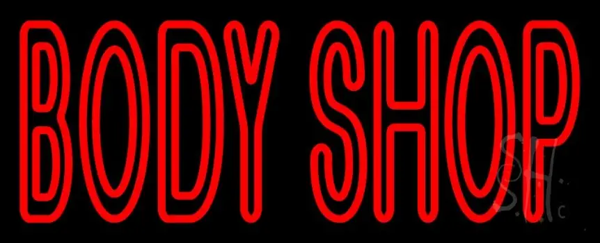 Red Double Stroke Body Shop LED Neon Sign