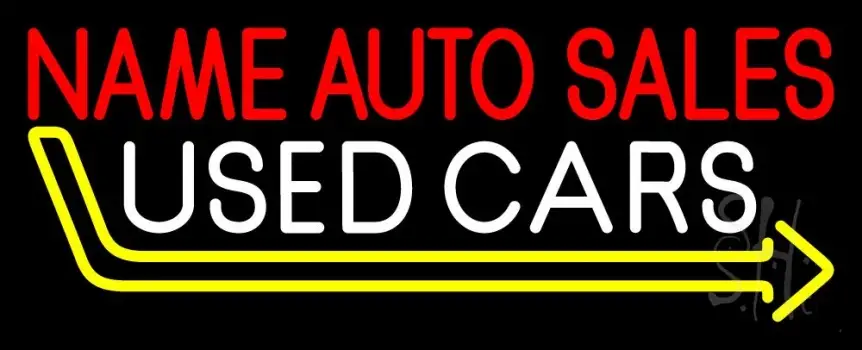 Custom Auto Sales Used Cars With Arrow LED Neon Sign