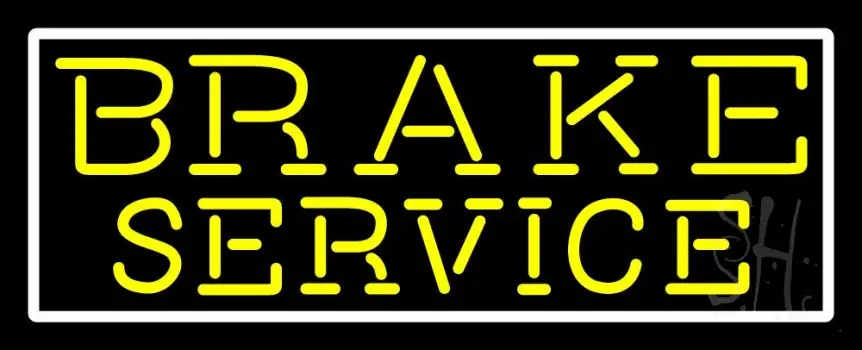 Yellow Brake Service With Border LED Neon Sign