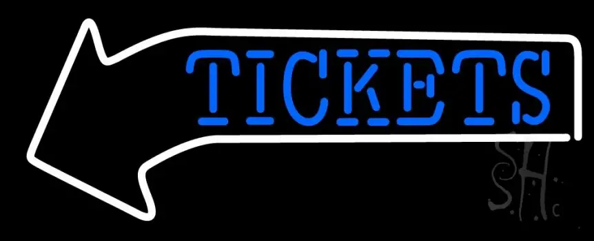 Blue Tickets With Arrow LED Neon Sign