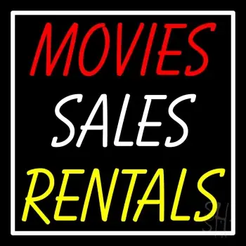 Movies Sales Rentals With Border LED Neon Sign