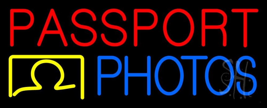 Passport Photos Block Logo LED Neon Sign