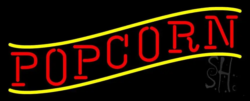 Red Popcorn Yellow Line LED Neon Sign
