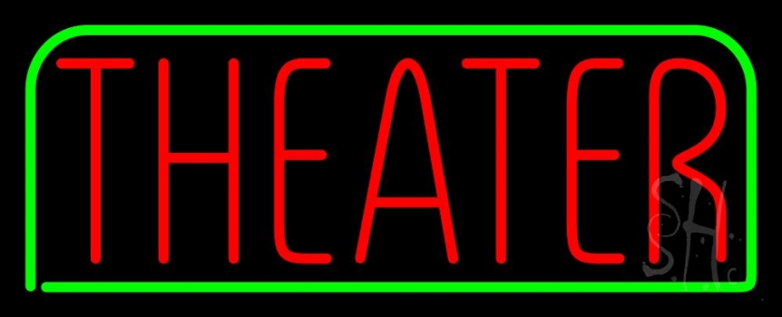 Red Theater Green Border LED Neon Sign