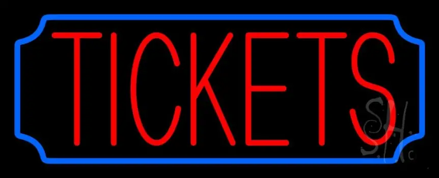Red Tickets Blue Stylish Border LED Neon Sign