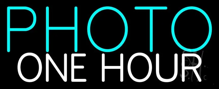 Turquoise Photo One Hour LED Neon Sign