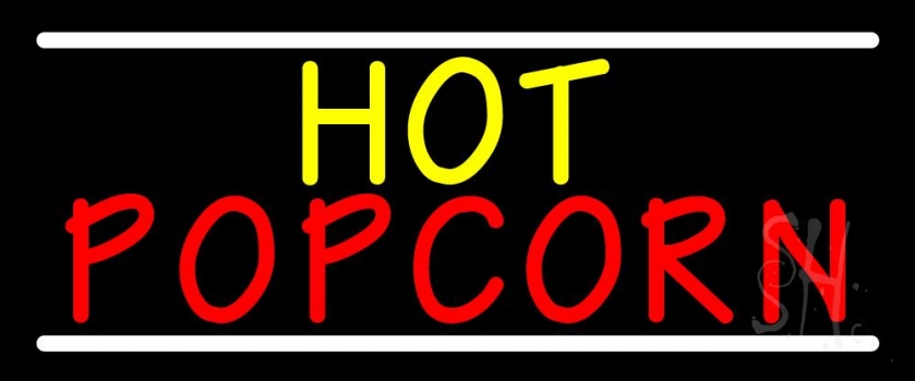 Yellow Hot Red Popcorn With Line LED Neon Sign