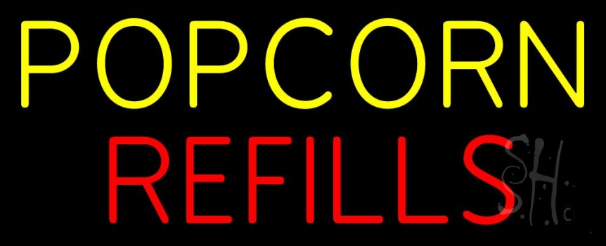 Yellow Popcorn Red Refills LED Neon Sign