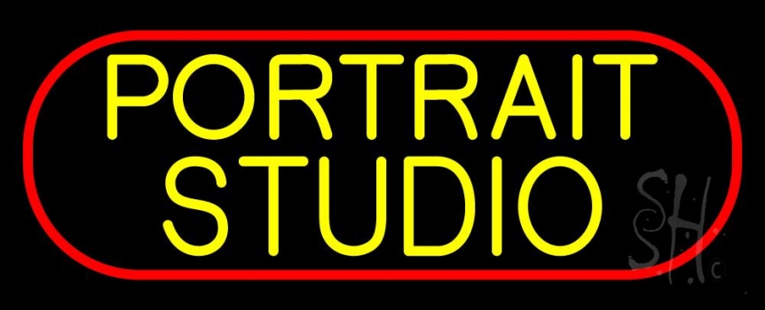 Yellow Portrait Studio Border LED Neon Sign