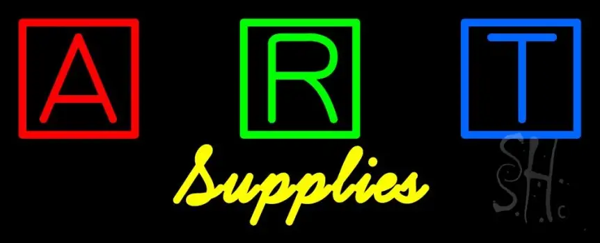 Art Supplies With Three Multi Color Box LED Neon Sign
