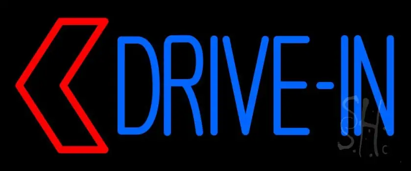 Blue Drive In Red Arrow LED Neon Sign