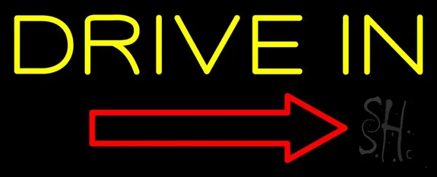 Drive In With Red Arrow LED Neon Sign