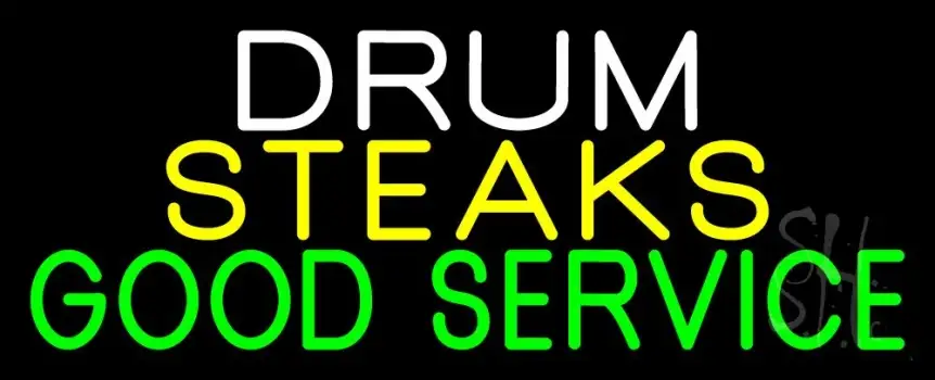 Drum Steaks Good Service Block 1 LED Neon Sign