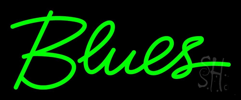 Green Blues Cursive 1 LED Neon Sign