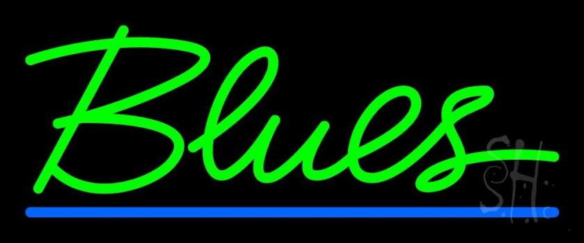Green Blues Cursive 2 LED Neon Sign