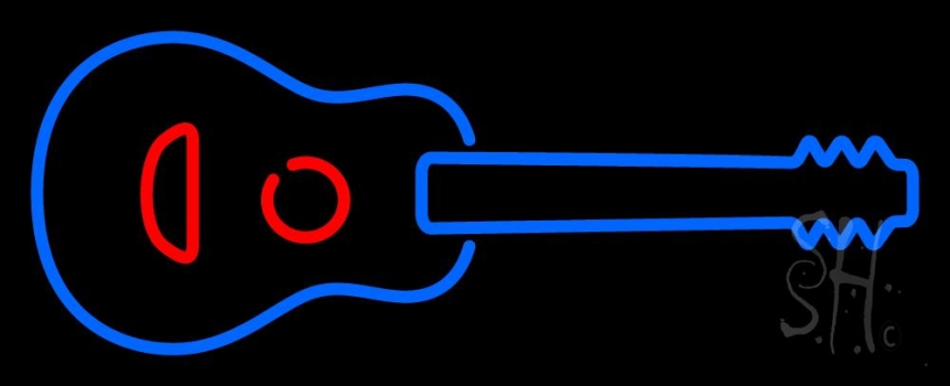 Guitar Logo Blue LED Neon Sign