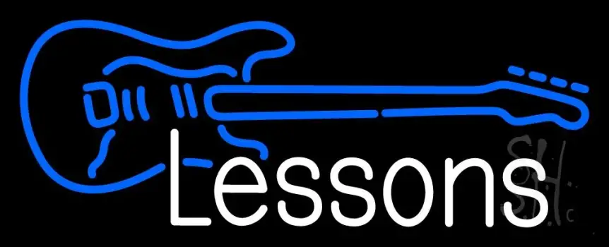 Guitar Logo Lessons 1 LED Neon Sign