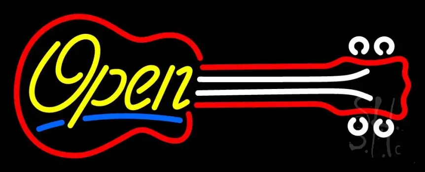Guitar Open 2 LED Neon Sign