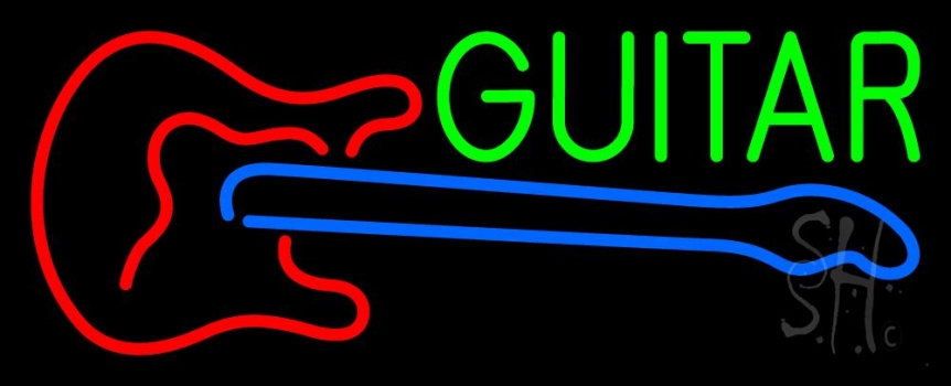 Guitar With Logo 2 LED Neon Sign