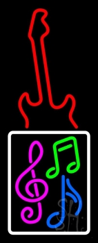 Musical Notes With Guitar Logo 1 LED Neon Sign